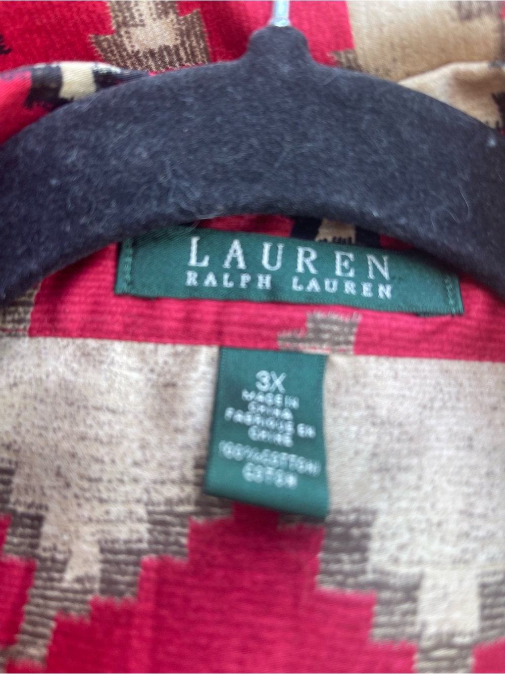Womens Ralph Lauren Red Patterned Button-Up - Picture 4 of 4